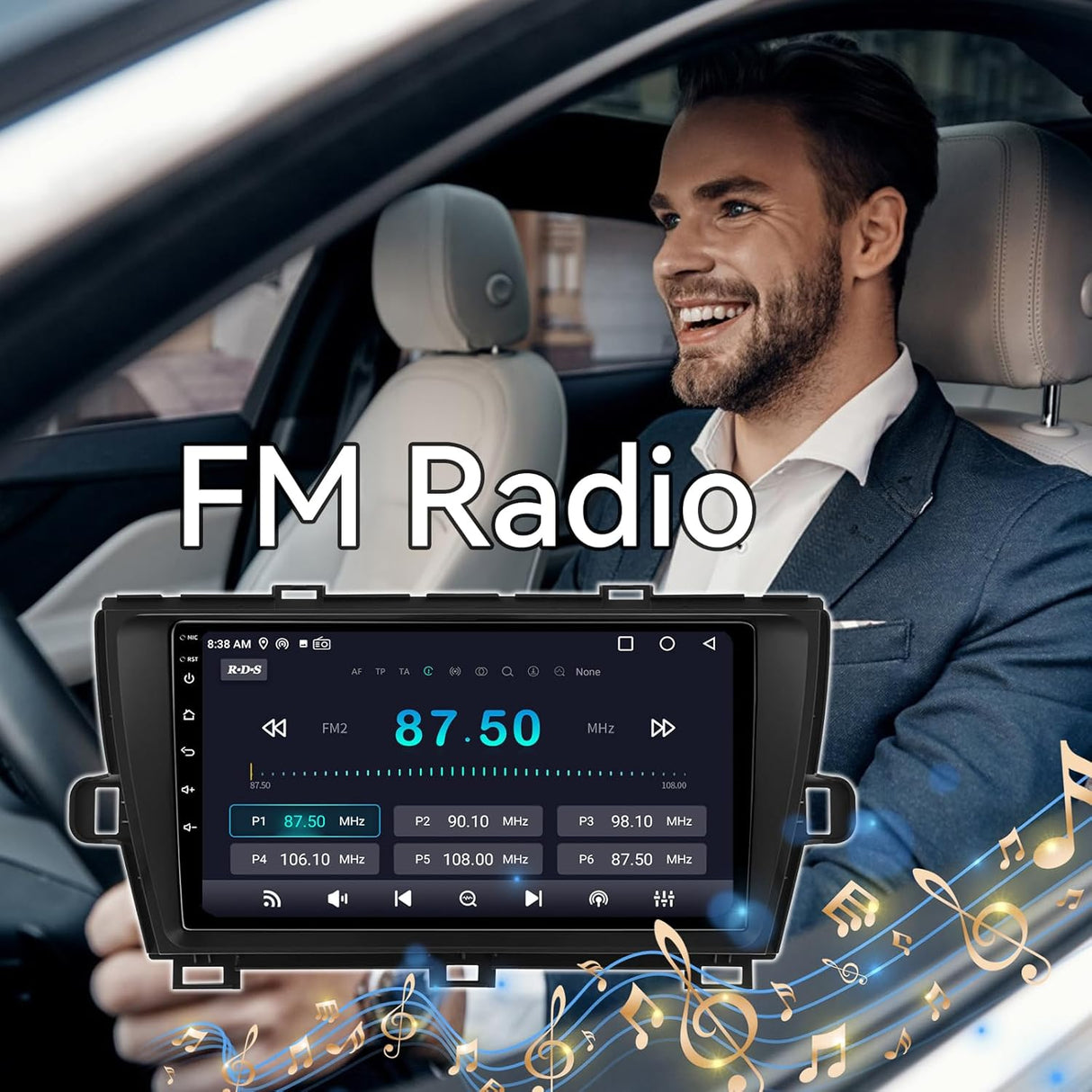 Android 13 Upgrade Car Stereo Radio Compatible with Toyota Prius 2010 2011 2012 2013 2014 2015 Carplay Android Auto, 9 Inch Touchscreen|Head Unit Bluetooth|GPS SWC RCA Back|Camera