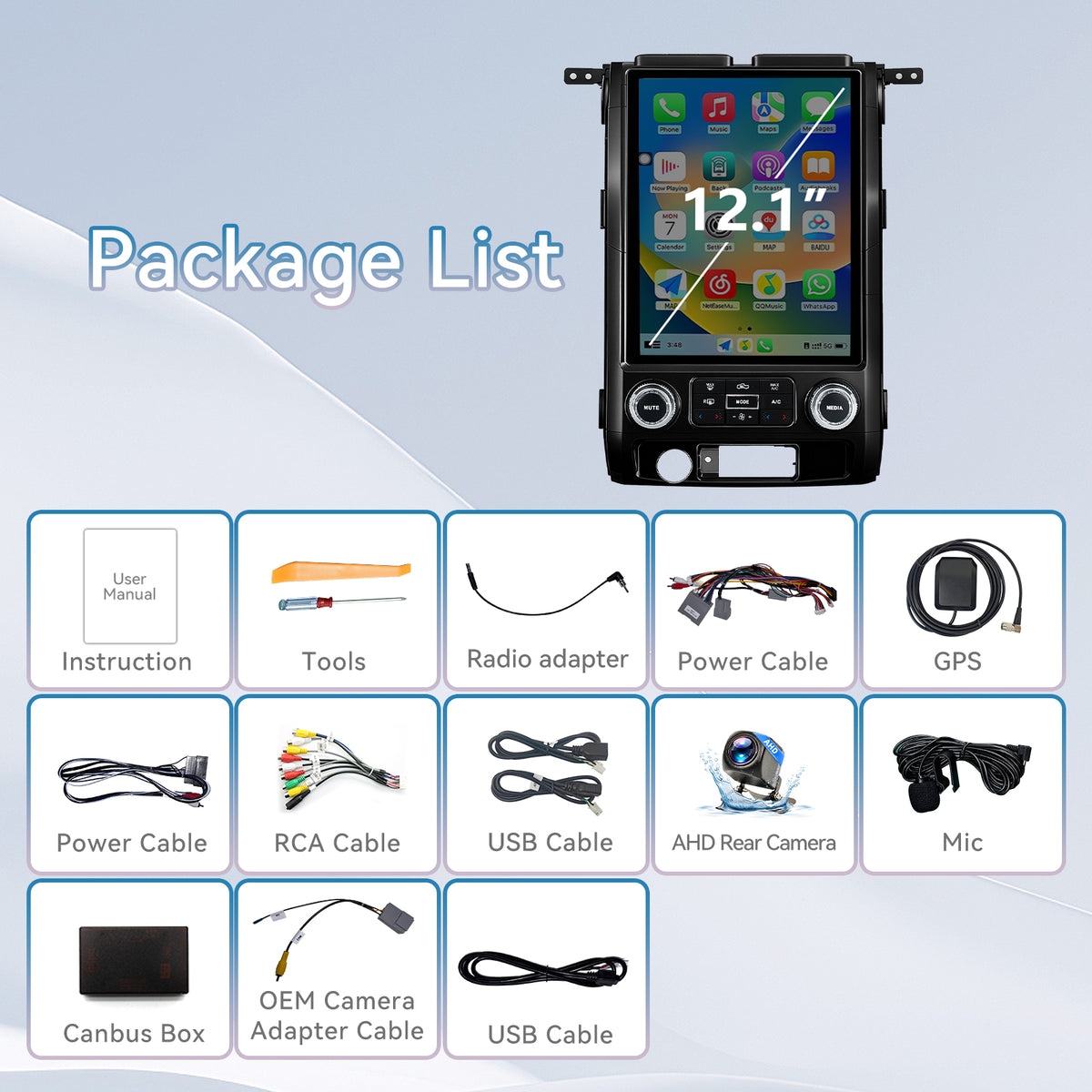 Ford F150 2009 2010 2011 2012 Android 14 Car Stereo 8-core, 12.1 Inch IPS Touch Screen Car Radio with Wireless Carplay/Android Auto,GPS, WiFi, Bluetooth, FM, DVR