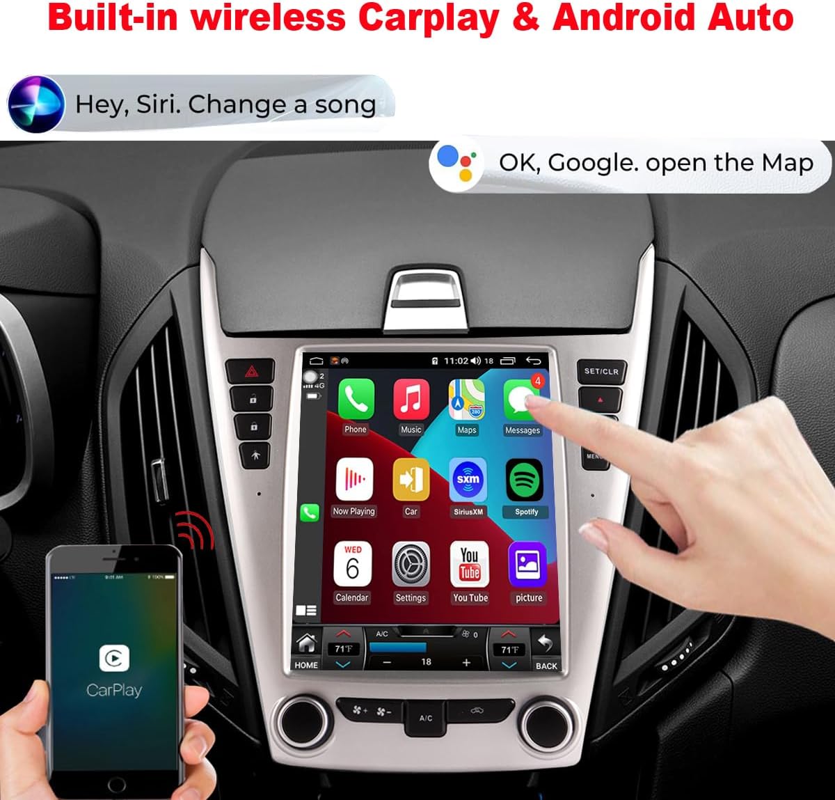 QLED 8-Core CPU Radio Upgrade for Chevy Chevrolet Equinox 1LT 2LT LTZ 2010 2011 2012 2013 2014 2015,IPS Touch Screen,CarPlay Android Auto Ready