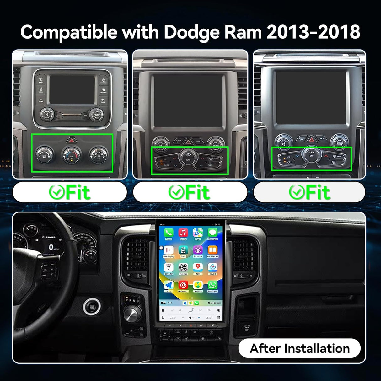 Car Radio Stereo Compatible for Dodge Ram 1500/2500/3500 2013-2018
