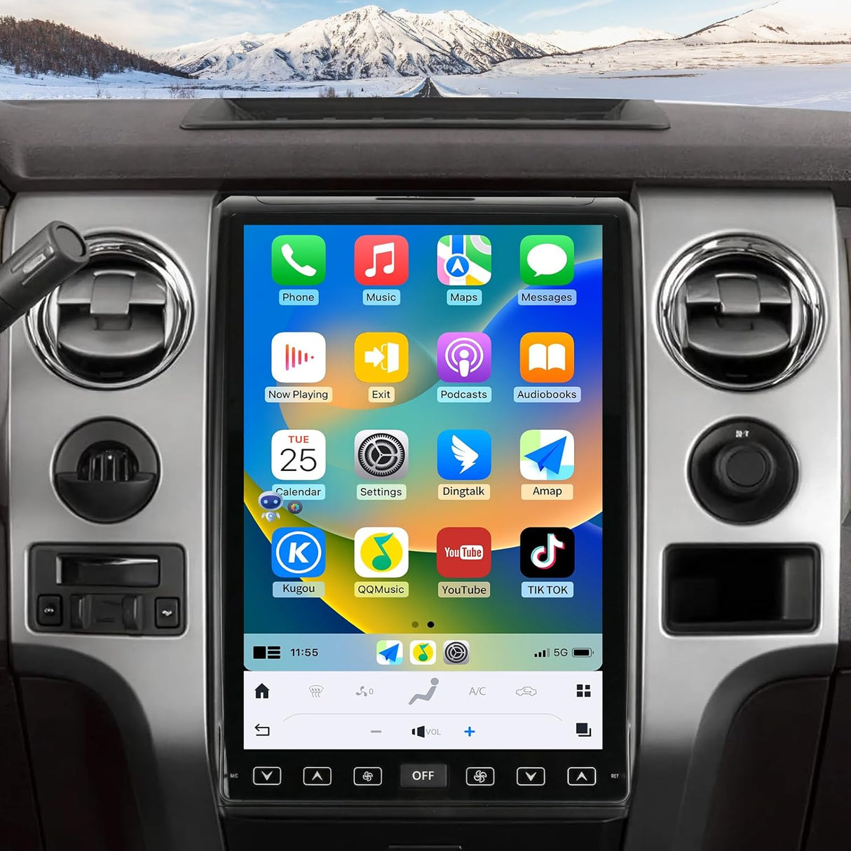 Car Radio for F150 2009-2012 Radio Upgrade with Carplay Android Auto 2K 14.4inch Inches Touch Screen Head Unit Replacement Keep OEM Camera GPS Navigation 4G SWC 8+128G Manual/Auto AC