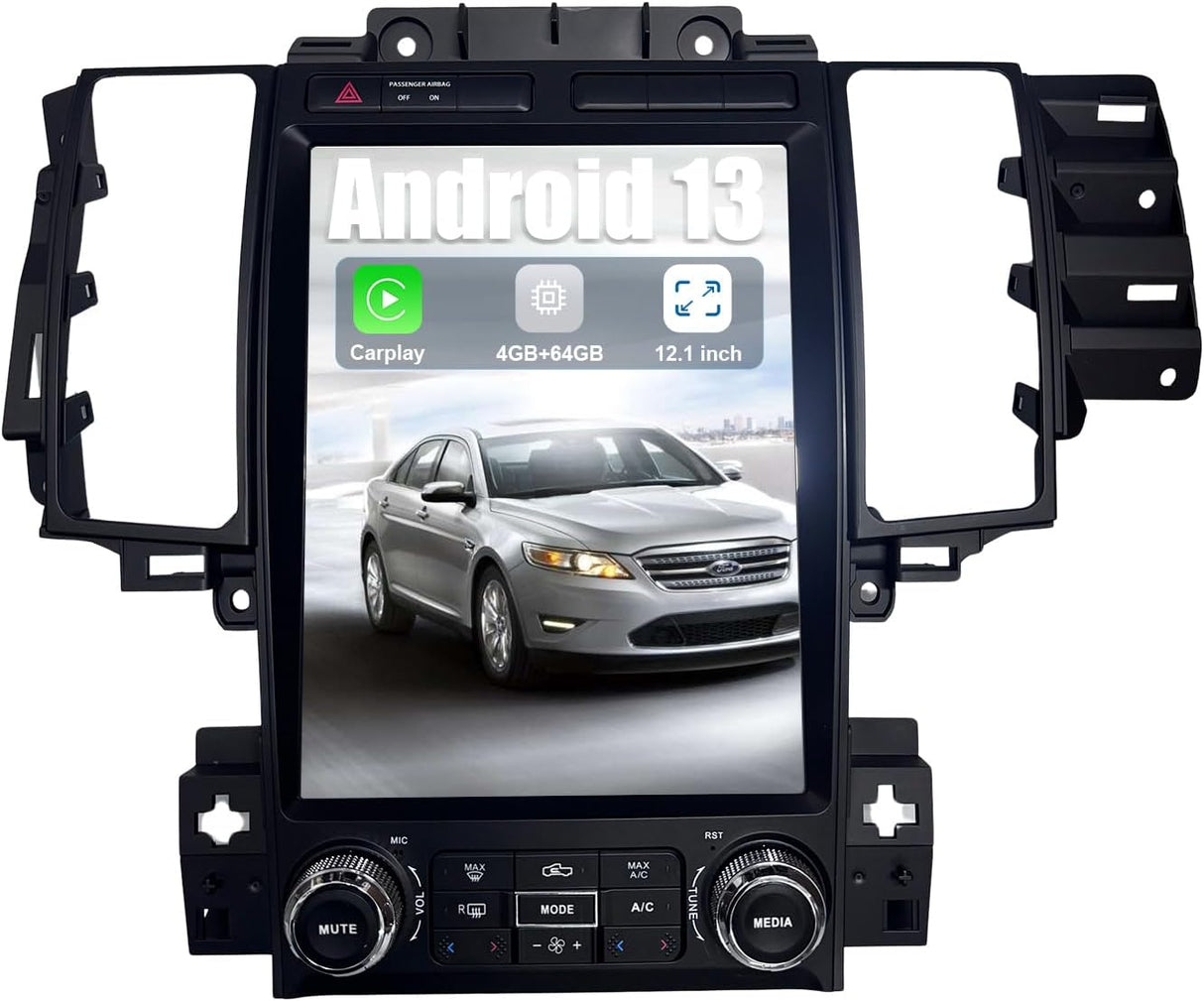 Car Radio Stereo for Ford Taurus 2012-2014, 12.1 Inch Touch Screen Head Unit 4G RAM 64G ROM Bulit in Wireless CarPlay Android Auto Bluetooth/GPS/WiFi/SWC/FM