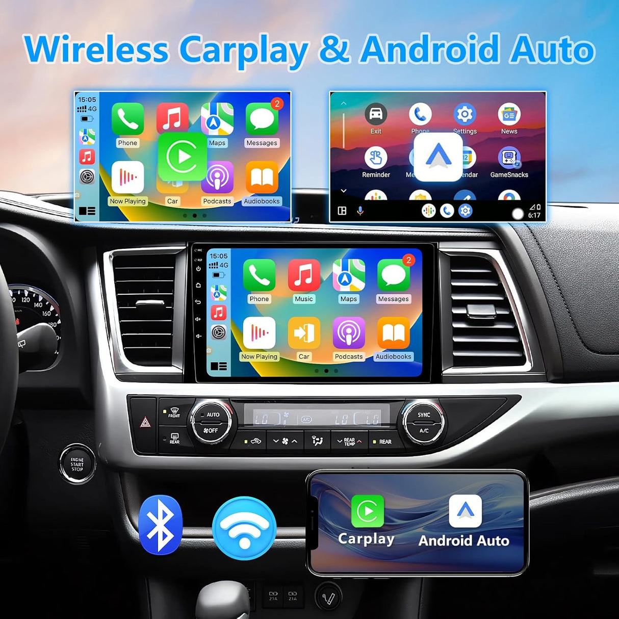 Car Stereo Radio Head Unit Compatible with Toyota Highlander 2014 2015 2016 2017 2018 2019