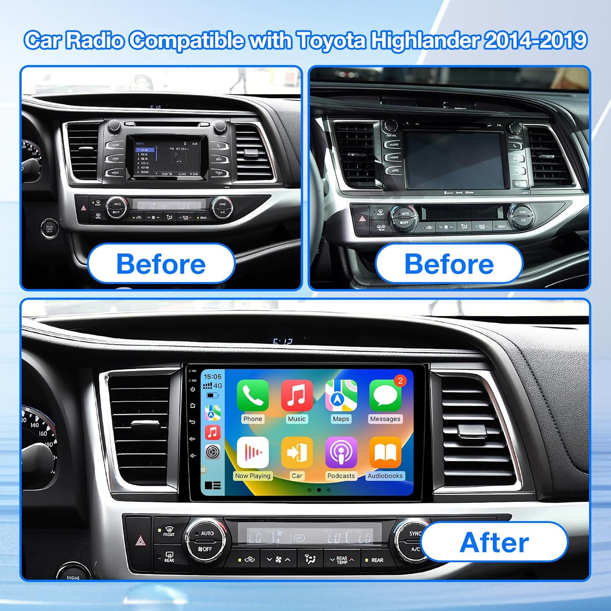 Car Stereo Radio Head Unit Compatible with Toyota Highlander 2014 2015 2016 2017 2018 2019