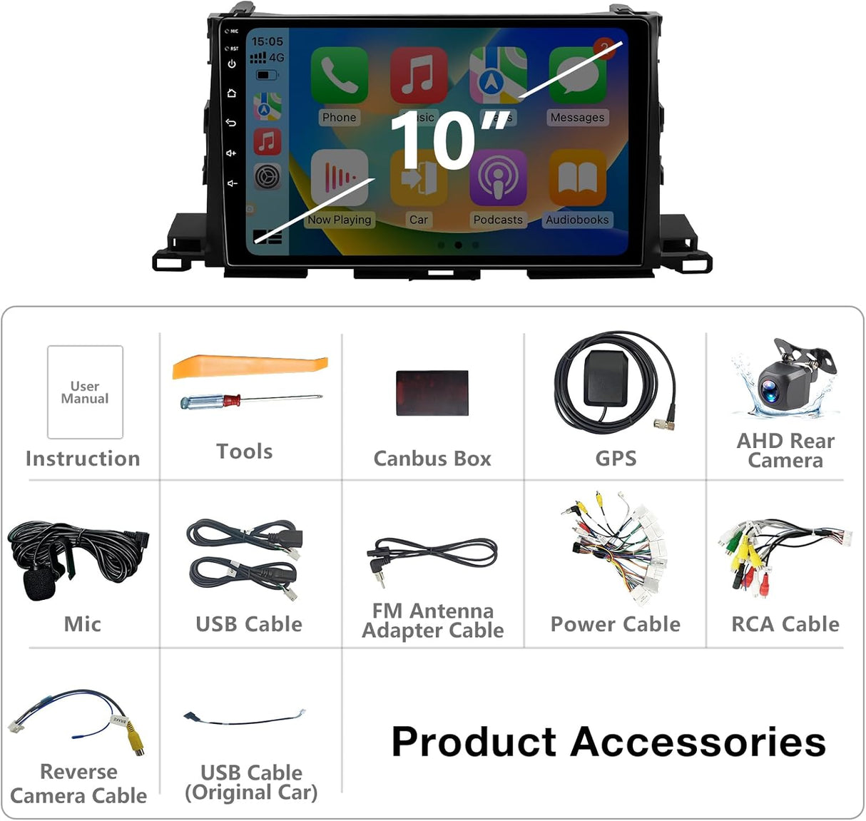 Car Stereo Radio Head Unit Compatible with Toyota Highlander 2014 2015 2016 2017 2018 2019