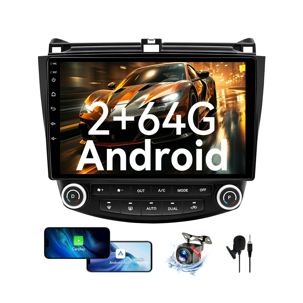 Car Stereo for Honda Accord 7th 2003-2007 Radio Wireless Carplay Android Auto, 10.1inch IPS Touch Screen, DSP, 5G WiFi, GPS, 5.0 Bluetooth, RDS/FM Radio, 32EQ, AHD Backup Camera