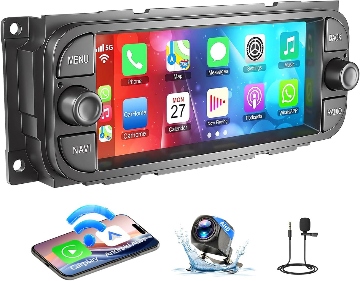 Android 13 Car Radio Stereo for Dodge RAM 2002-2006/Jeep Wrangler 2003-2006/Caravan 2004-2007 with Wireless CarPlay/Android Auto