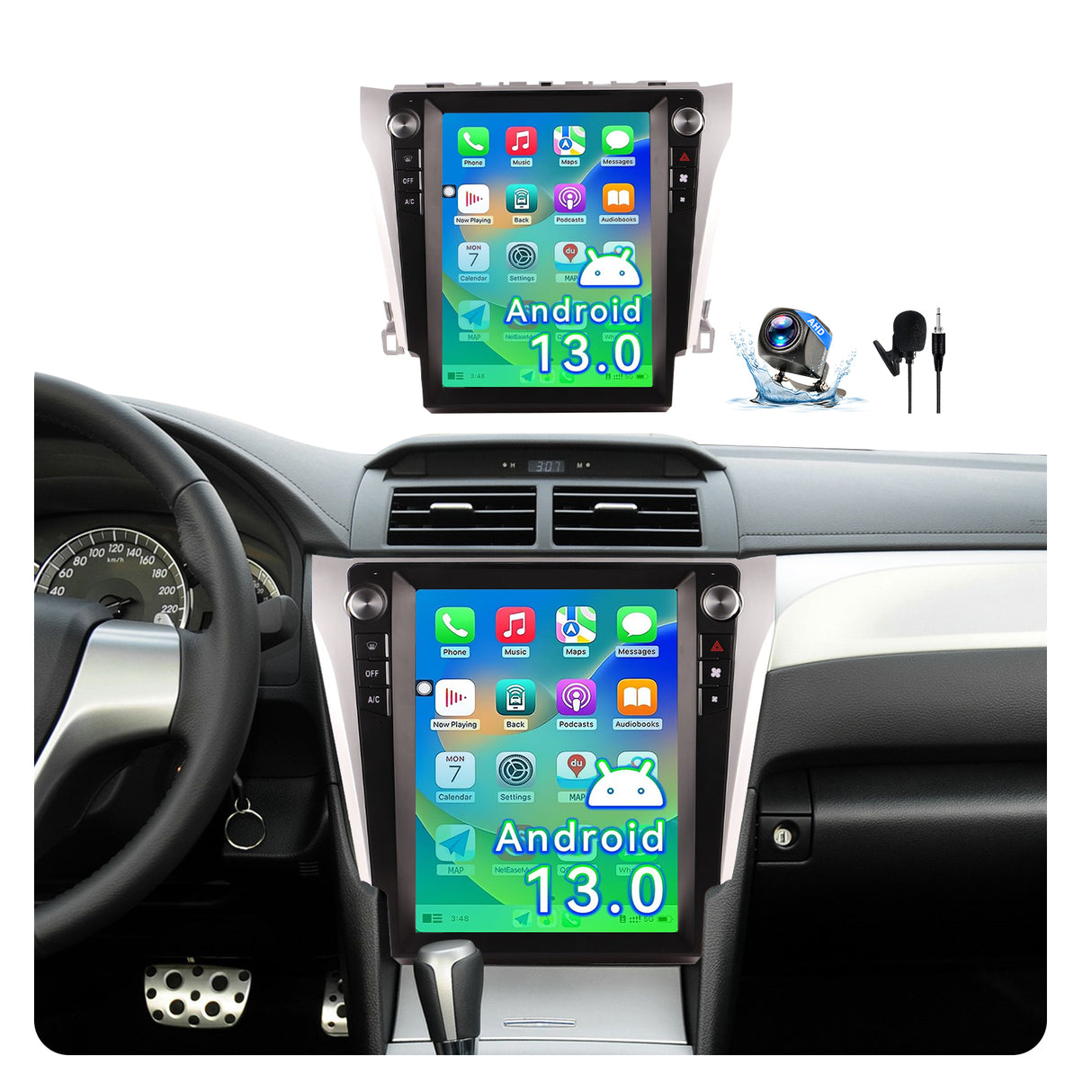 Android 12 Car Radio for Toyota Camry 2012 2013 2014 2015 Stereo with Apple CarPlay Android Auto, 12.1" Touch Screen for Camry Head Unit Replacement WiFi GPS Navigation FM Rear Camera