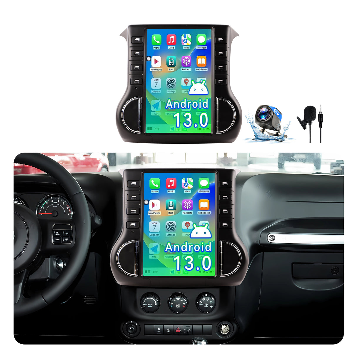 Jeep Wrangler 2011-2014 Wireless Carplay & Android Auto Tesla-style Screen 12.1 Inch