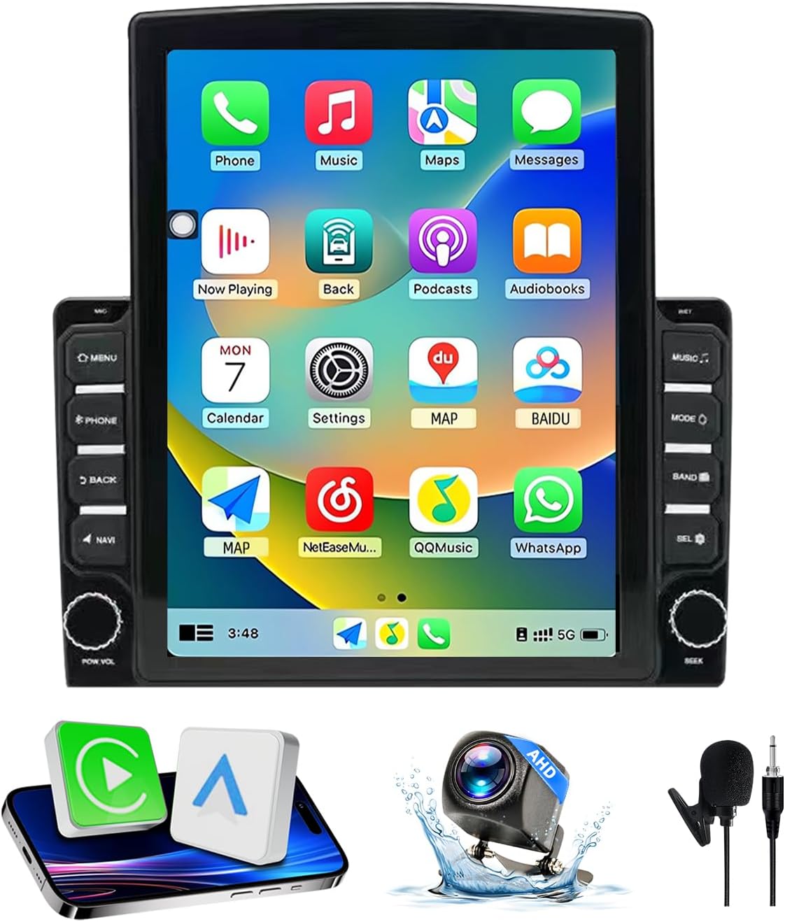 Android 13 Car Stereo for Chevy Silverado 2007-2013/GMC Sierra Yukon/Tahoe/Equinox, Wireless CarPlay & Android Auto, GPS, WiFi, Bluetooth, Rear Camera, 4+64GB
