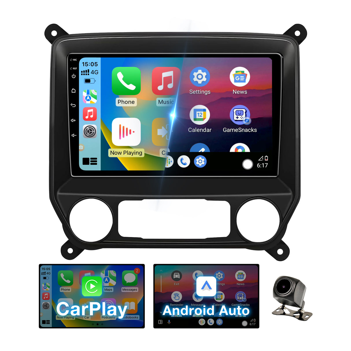 Android 13 2+64G Car Radio Replacement Compatible with Chevy Silverado & GMC Sierra 2014-2018, 10.2" Touch Screen, Wireless CarPlay& Android Auto, WiFi, GPS, Bluetooth, FM, 1080P Backup Camera, SWC