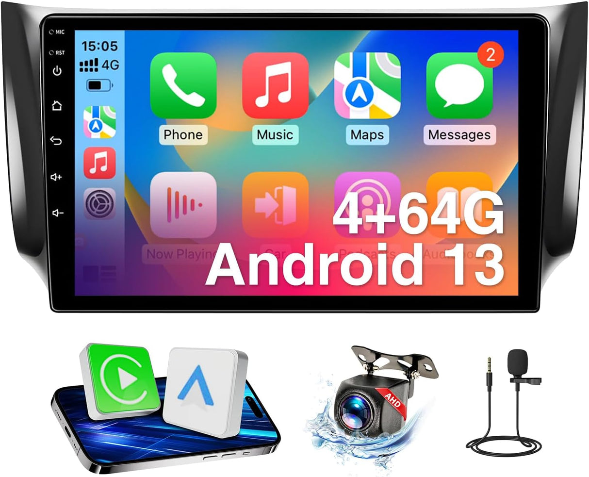 10.1 inch Touchscreen Car Stereo for Nissan Sentra 2013-2017 Supports Wireless CarPlay/Android Auto | GPS, Bluetooth, WiFi | FM/RDS Radio, DSP, SWC & Backup Camera