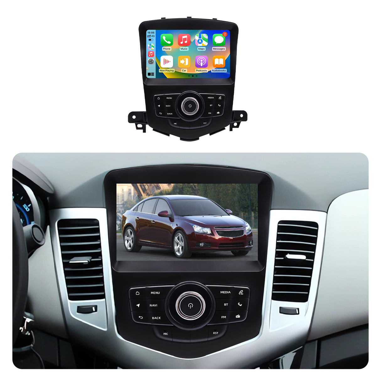 Android 14 Car Radio Stereo Compatible with Chevrolet Cruze 2009-2015, 8" OEM Style Touch Screen Wireless CarPlay & Android Auto GPS Navigation FM Radio Upgrade Bluetooth HD Backup Camera 2GB+64GB