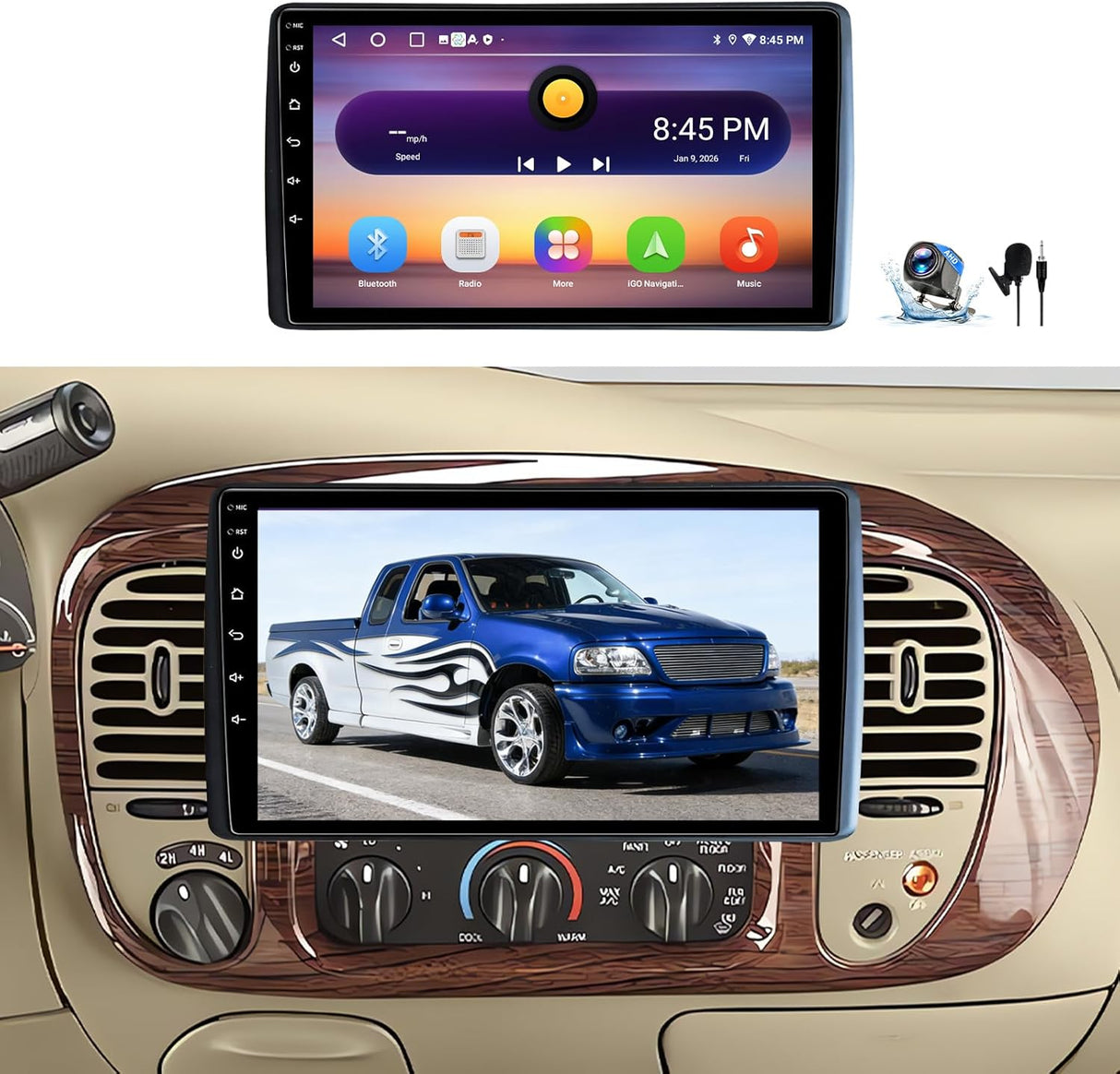 Android 14 Car Stereo Radio Compatible with Ford F150 1997-2003 Expedition 1997-2002 Wireless CarPlay & Android Auto AHD Backup Camera Upgrade 9" Touch Screen GPS WiFi FM Bluetooth 2+64G (Inches, 9)
