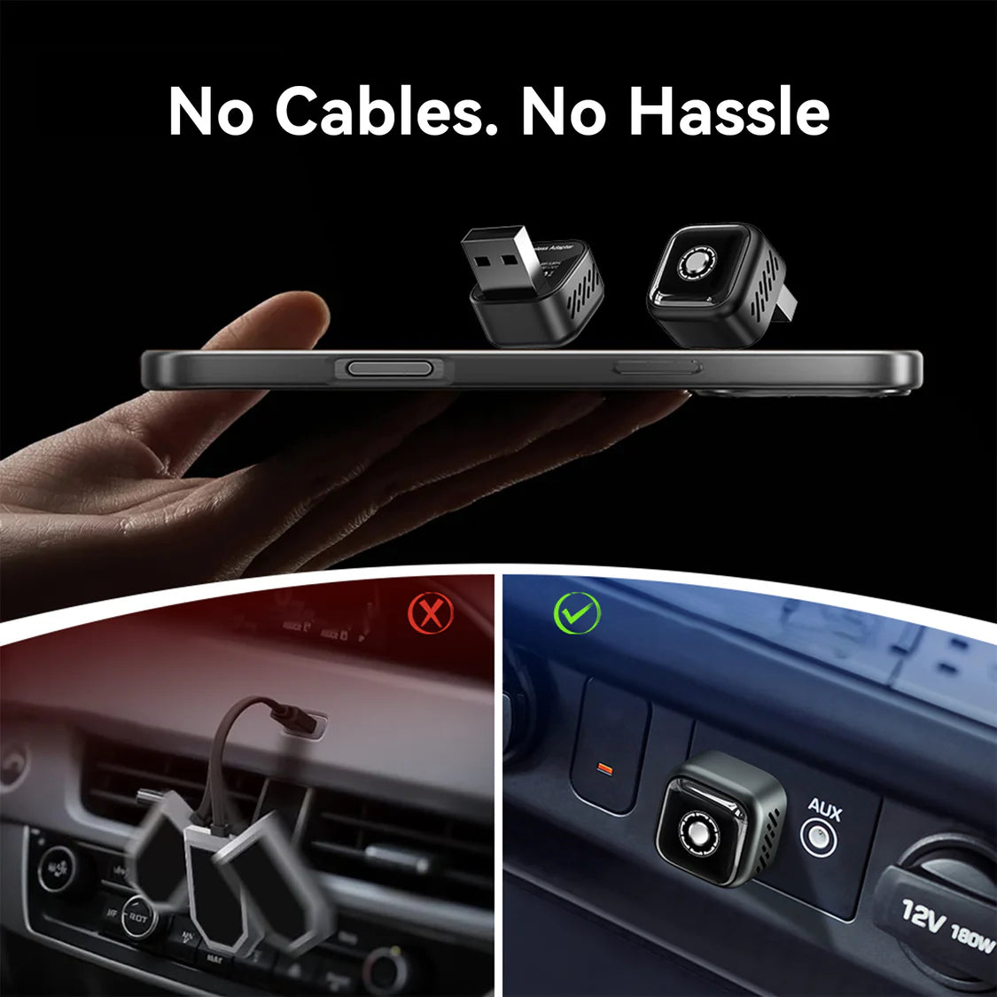 Teeran 2 in 1 Wireless CarPlay and Android Auto Adapter, Easy Setup Plug and Play, Fast Seamless Use Supports lots of Cars with Built-in Wired Car Play/Android Auto Compact Sleek Design Car Adapter