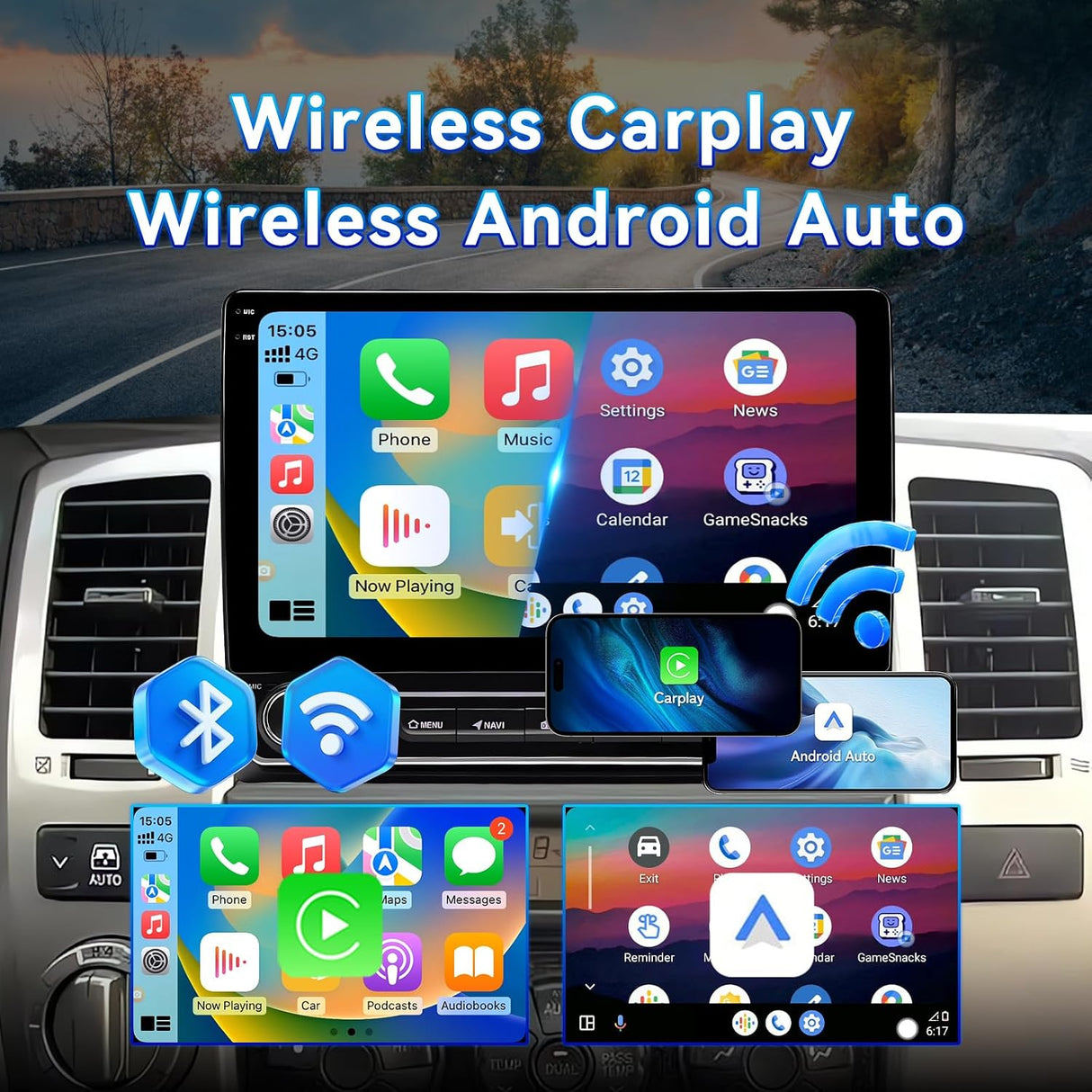 Car Radio Stereo Compatible with Toyota 4Runner 2003-2009, 10" Touch Screen Wireless CarPlay & Android Auto GPS Navigation FM Radio Upgrade Bluetooth HD Backup Camera 2GB+64GB