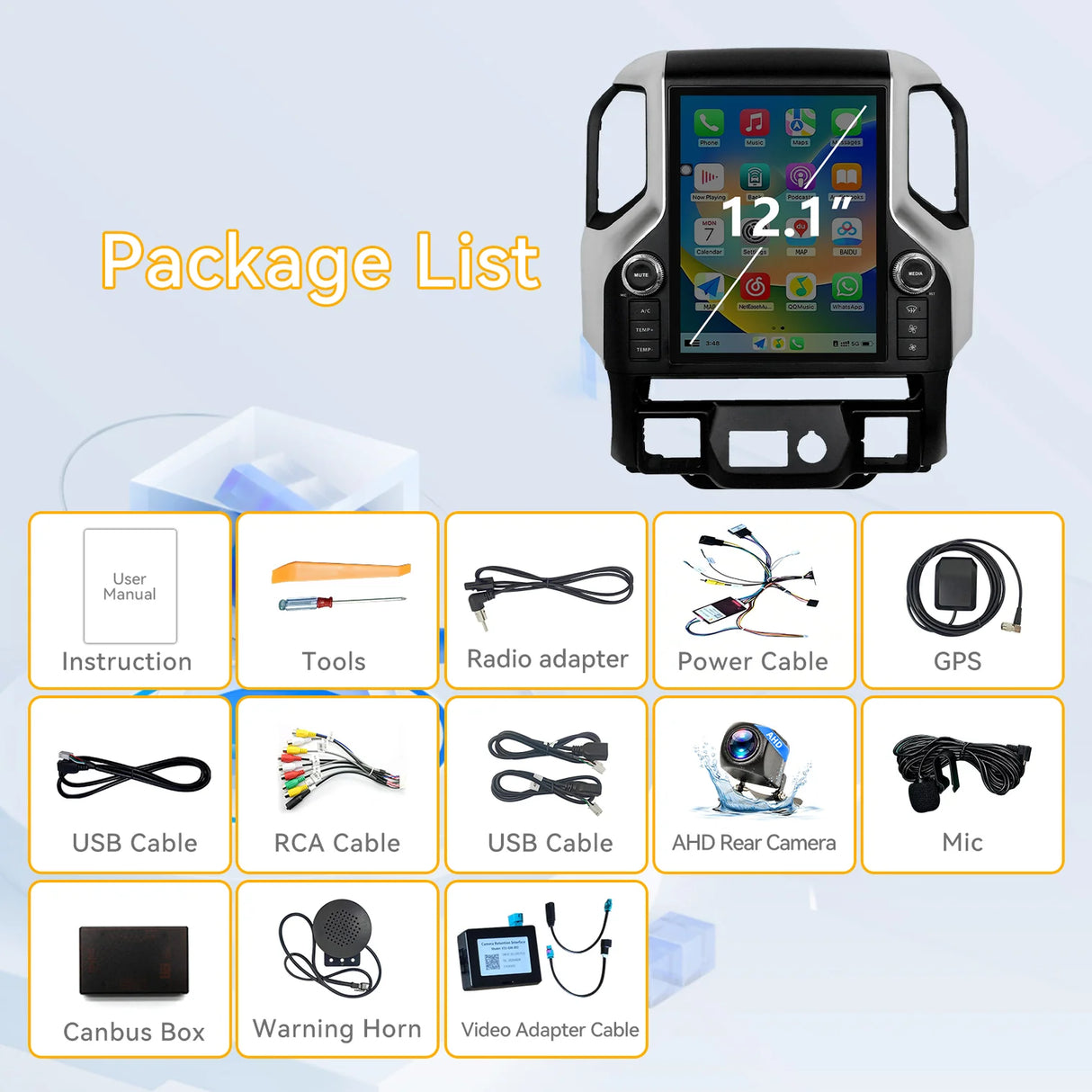 Car Radio 12.1" Qualcomm 8-core Android 13 (Only Original 8 inch with Bose) for Chevy Silverado 2019-2021 with Dual Bluetooth CarPlay Android Auto GPS FM AM DSP Gyroscope Function