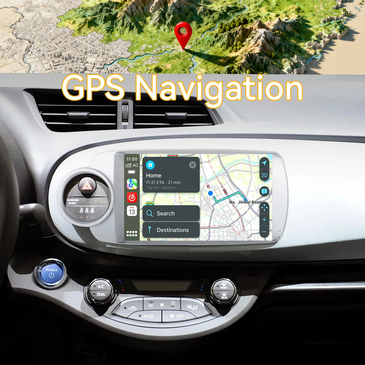Android Car Stereo for Toyota Yaris 2012-2017 with Wireless CarPlay, Android Auto, Mirror LinkAHD Backup Camera GPS SWC FM WiFi Bluetooth