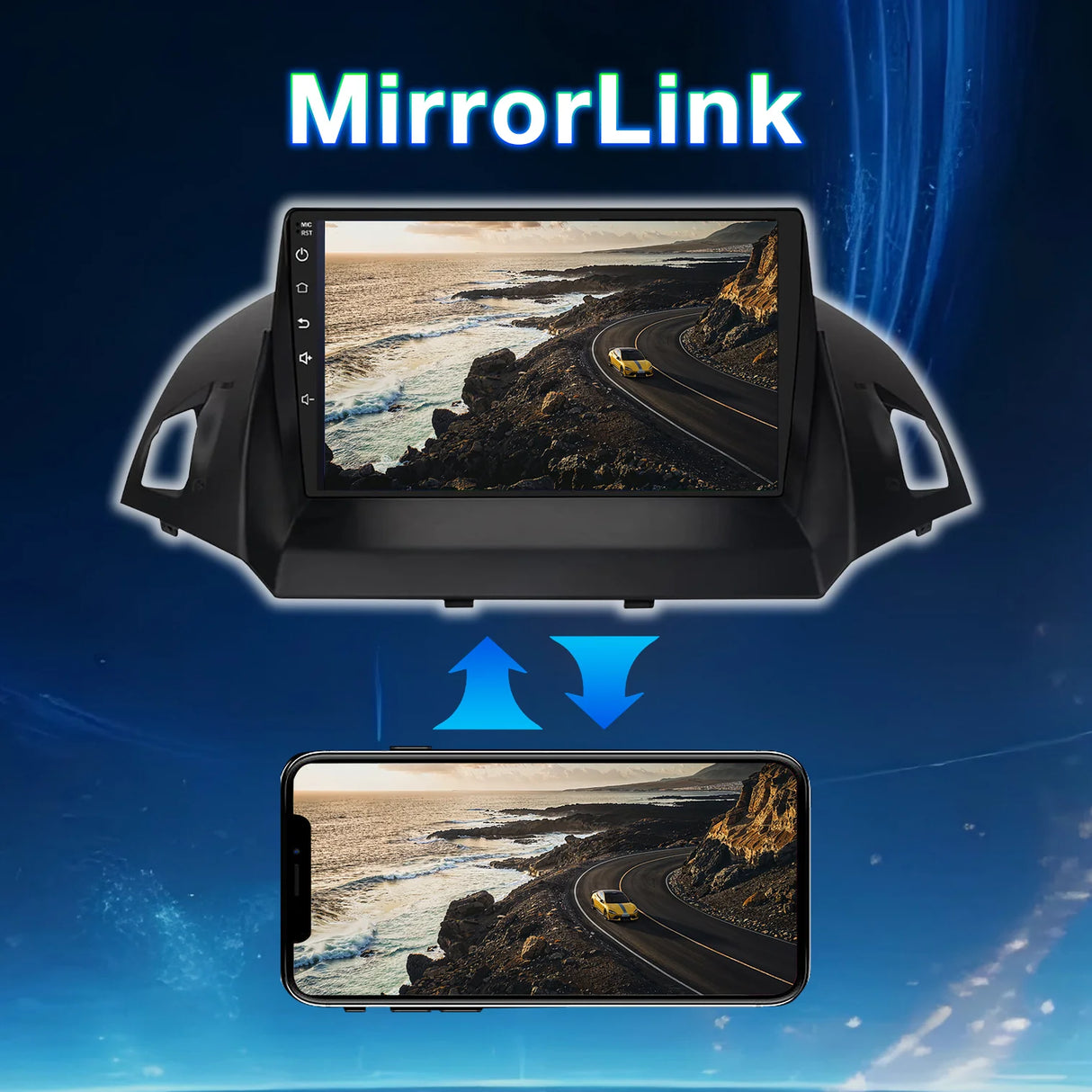 2G+32G Android 13 Car Stereo for Ford Escape 2013-2019 with Wireless CarPlay Android Auto,9 inch Touchscreen Car Radio Player with Mirror Link,WiFi/GPS Backup Camera,Bluetooth,FM/RDS,DSP,SWC