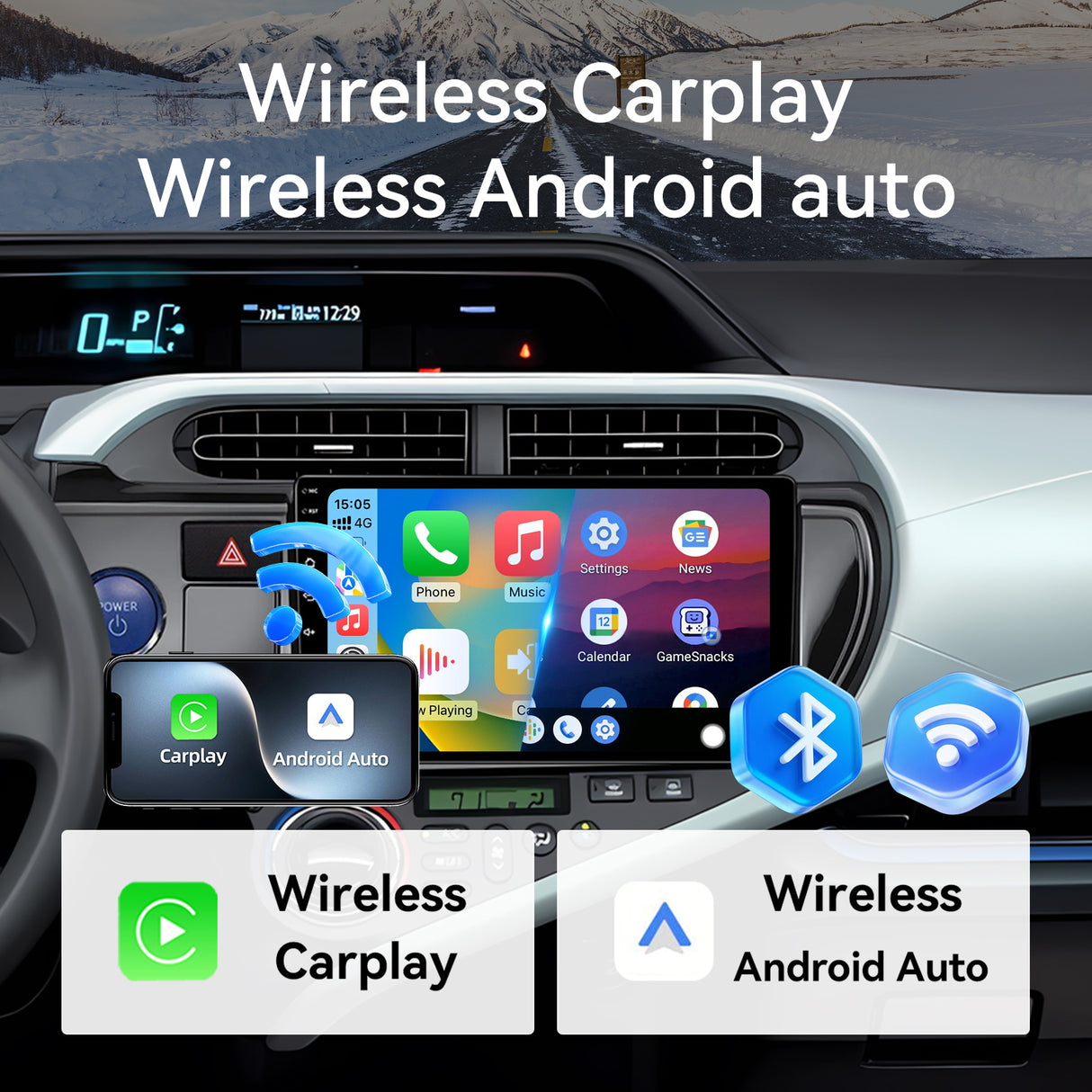 Car Stereo for Toyota Prius C 2012 2013 2014, Hikity 9'' Touch Screen Prius C Car Radio Wireless CarPlay Android Auto GPS Mirror Link 5G WiFi Bluetooth FM/EQ/RDS Backup Cam+MIC