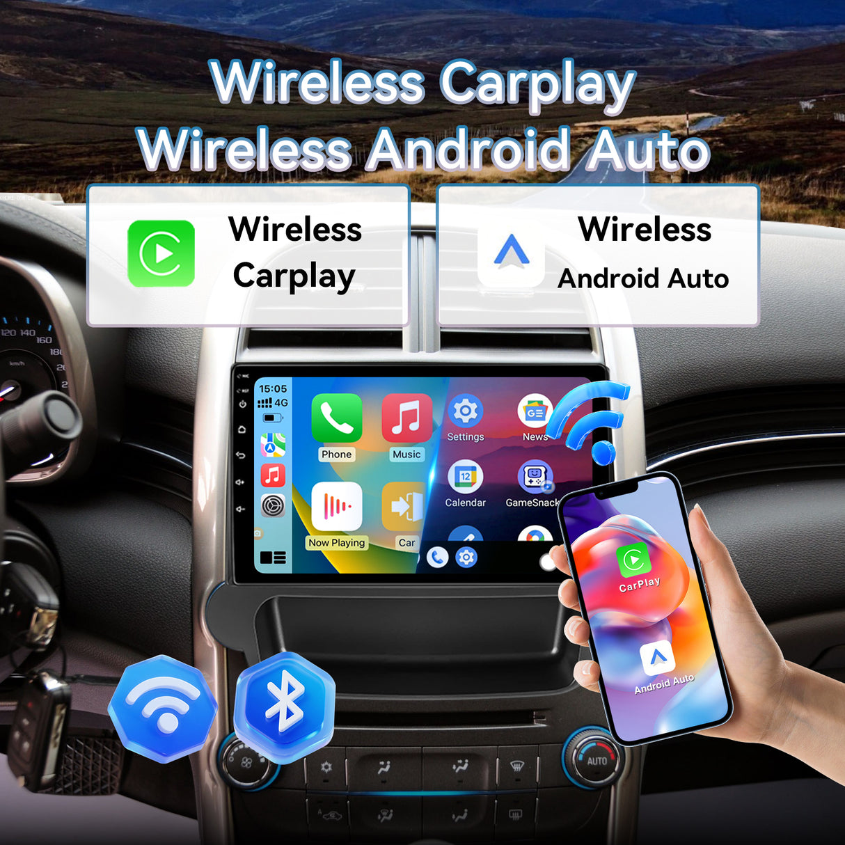 Car Radio for Chevy Malibu 2011 2012 2013 2014 2015 Stereo, 9‘’ Touch Screen Head Unit for Malibu Android Radio Bluetooth, with Carplay Android Auto, GPS, WiFi, HiFi, Split Screen, SWC, Backup Cam