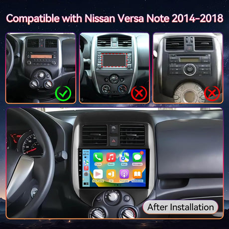 Car Stereo for Nissan Versa Note 2014-2018 Supports Wireless CarPlay/Android Auto Touchscreen, GPS/Bluetooth/FM/AUX/SWC/Backup Camera