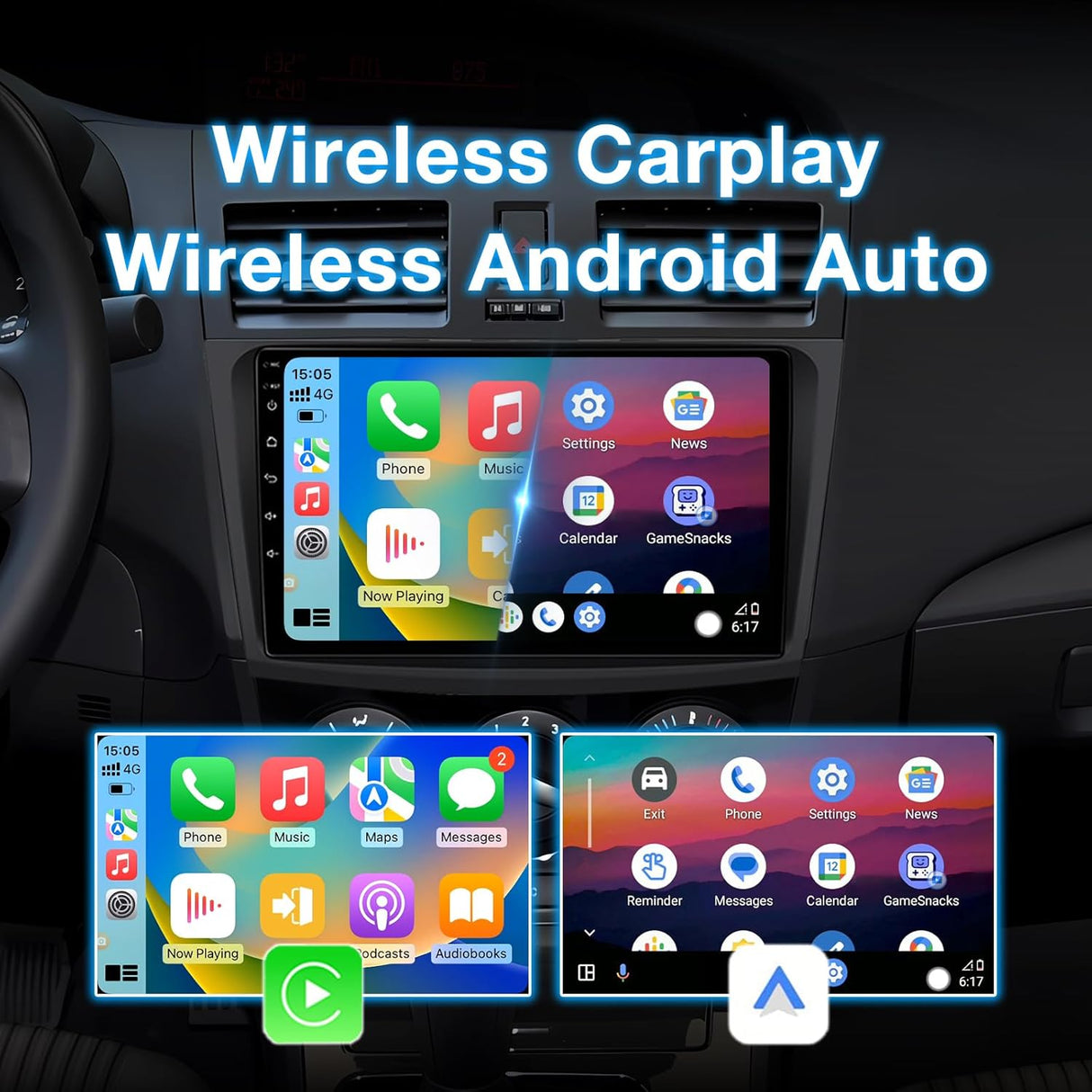 Android 13 Car Stereo for 2010-2013 Mazda 3 Supports Wireless CarPlay & Android Auto