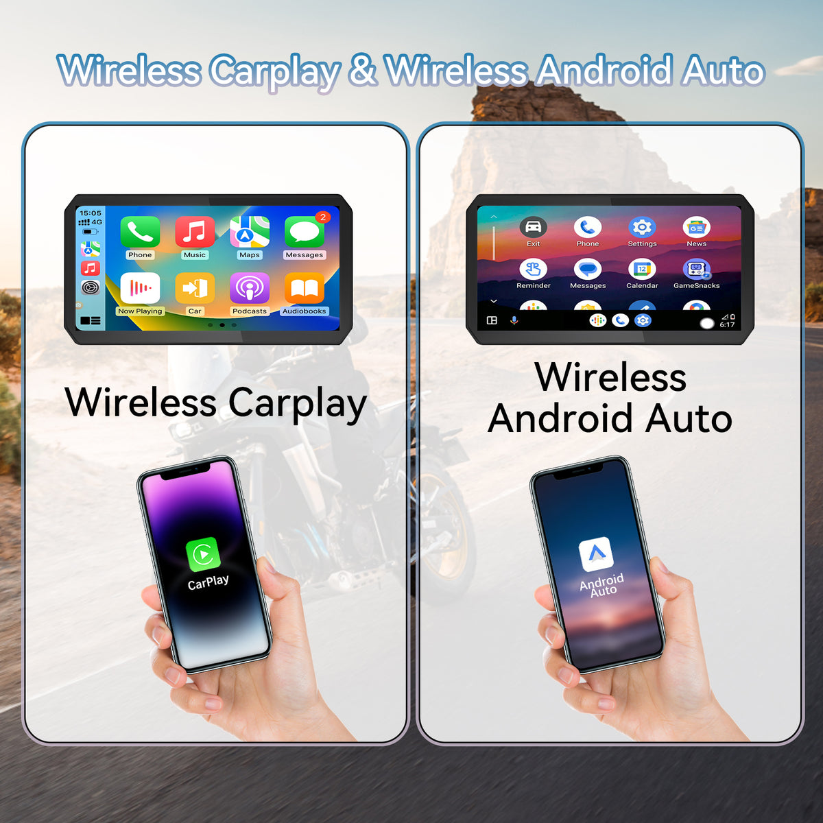 Motorcycle CarPlay/Android Auto Screen Supports TPMS BSD Check tyre pressure
