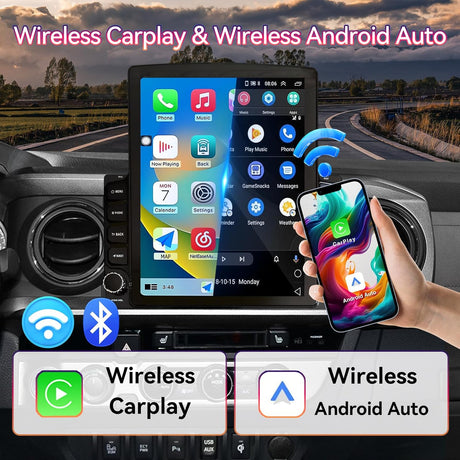 Android 13 Car Stereo for 3rd Gen Toyota Tacoma 2018-2021 Support Wireless CarPlay&Android Auto, GPS, FM, WiFi, Bluetooth, Reverse Camera, SWC