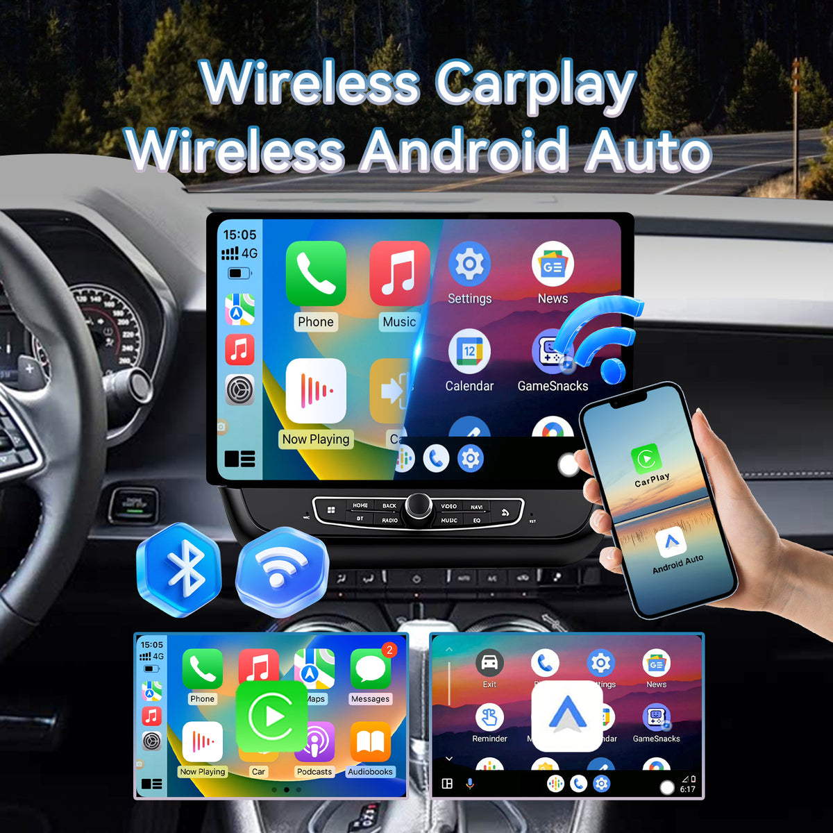Car Stereo Radio Compatible with Chevrolet Camaro 2016-2019, 4G+64G 13" Touch Screen Car Stereo with Wireless Carplay Android Auto,FM,Multimedia Receiver with GPS Bluetooth & Backup Camera