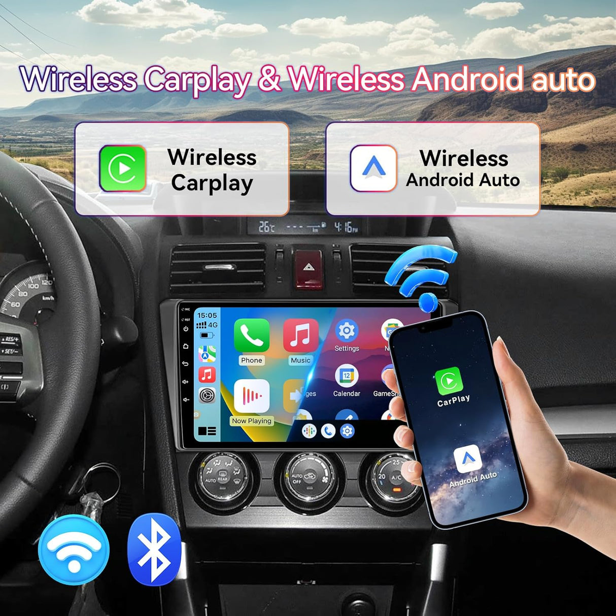 Android 13 Car Stereo for Subaru Forester/Impreza/WRX/Crosstrek 2013-2015 Supports Wireless CarPlay&Android Auto, GPS, BT 5.0, SWC, DSP, AHD Backup Camera