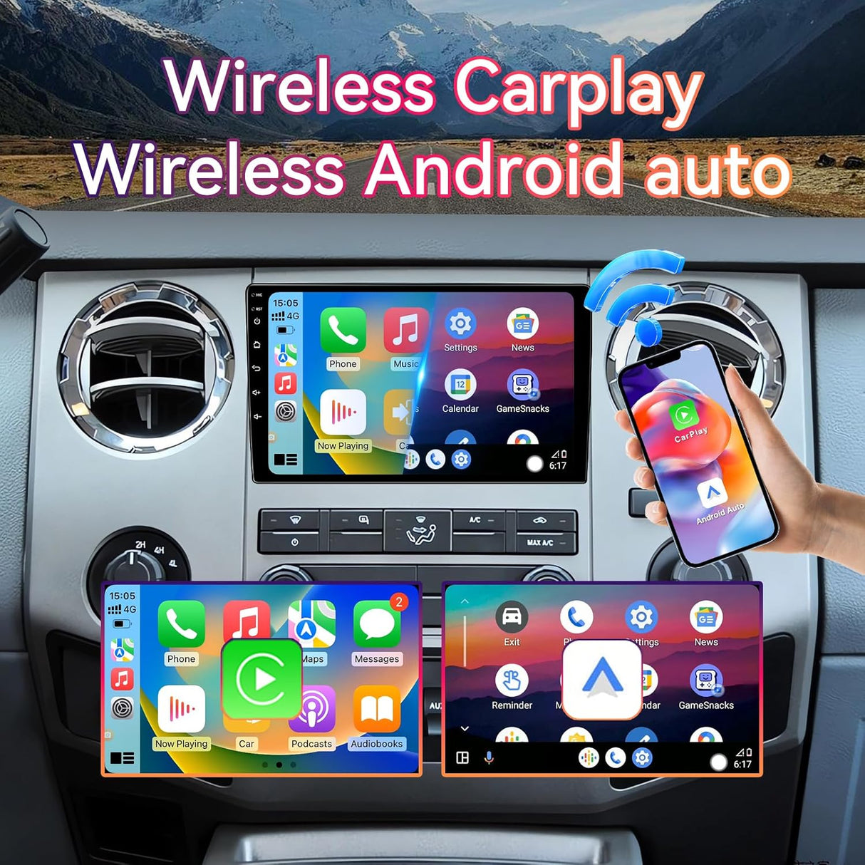 10 inch Android 13 Car Radio for Ford F150 2004-2008/Ford Expedition 2007-2014/Edge 2007-2010 Supports Wireless CarPlay/Android Auto, GPS, 5G WiFi, SWC, AHD Backup Camera