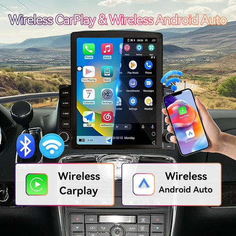 Car Stereo for Dodge Grand Caravan / Chrysler Town & Country (2013–2016), 9.7" Touchscreen Android Head Unit, 2+64GB, Wireless CarPlay & Android Auto, WiFi, GPS, Bluetooth, 1080P Backup Camera