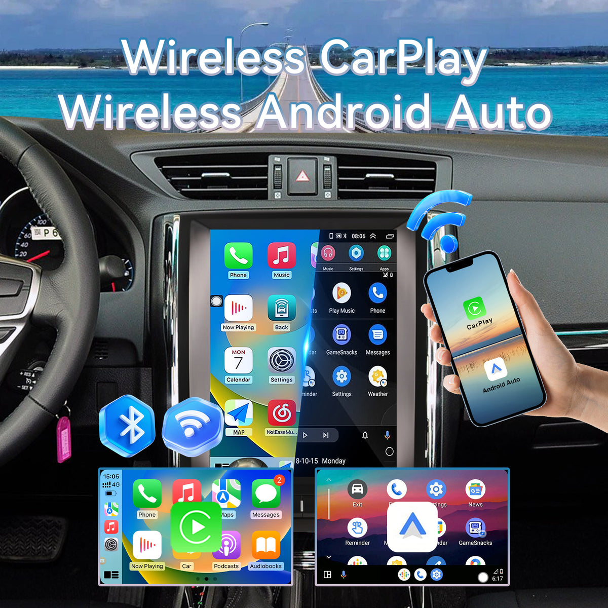 Car Stereo Radio Head Unit Compatible with Toyota Reiz 2010-2013 Carplay&Android Auto T-Style Touch Screen with GPS | DSP | Bluetooth | Optical | FM | 4G | WiFi 8+128G 12.1