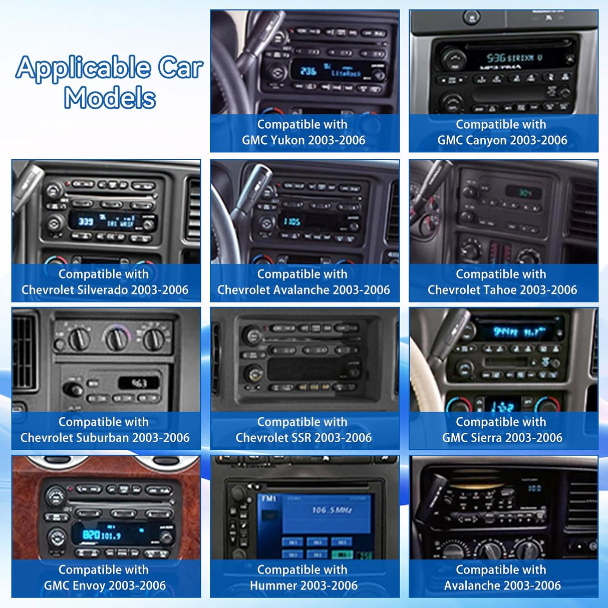 Car Stereo Radio for 2003-2006 Chevy Silverado/Tahoe & GMC Sierra/Yukon Hummer H2 2003-2007