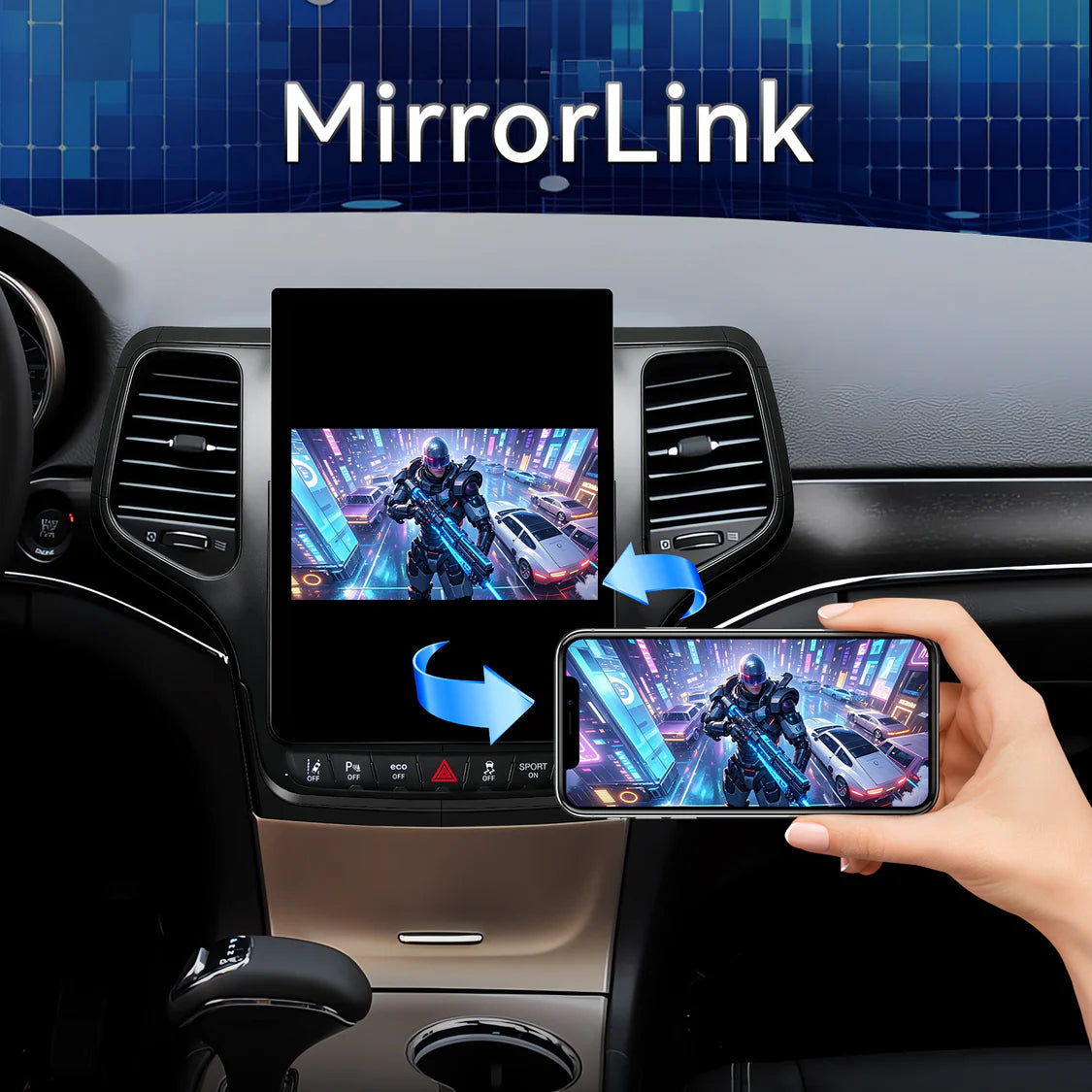Car Radio for Grand Cherokee 2014-2021 8Core Head Unit 4GB+64GB with CarPlay/Android Auto Touch Screen with 1080P Backup Camera Stereo Upgrade with FM/AM, GPS, Bluetooth WiFi