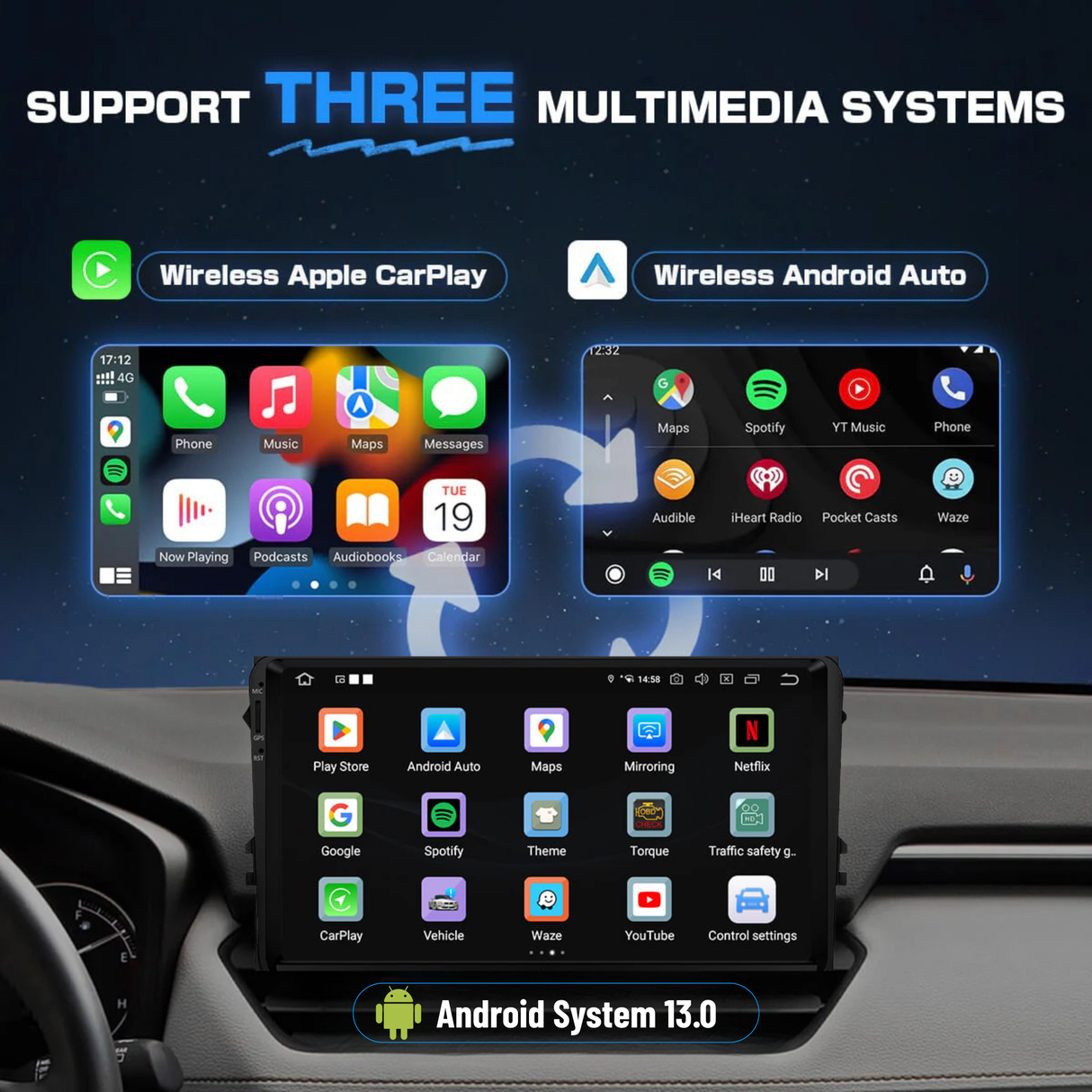 FBINSE B1 Android 13 CarPlay AI Box For Car with Wired CarPlay/Android Auto