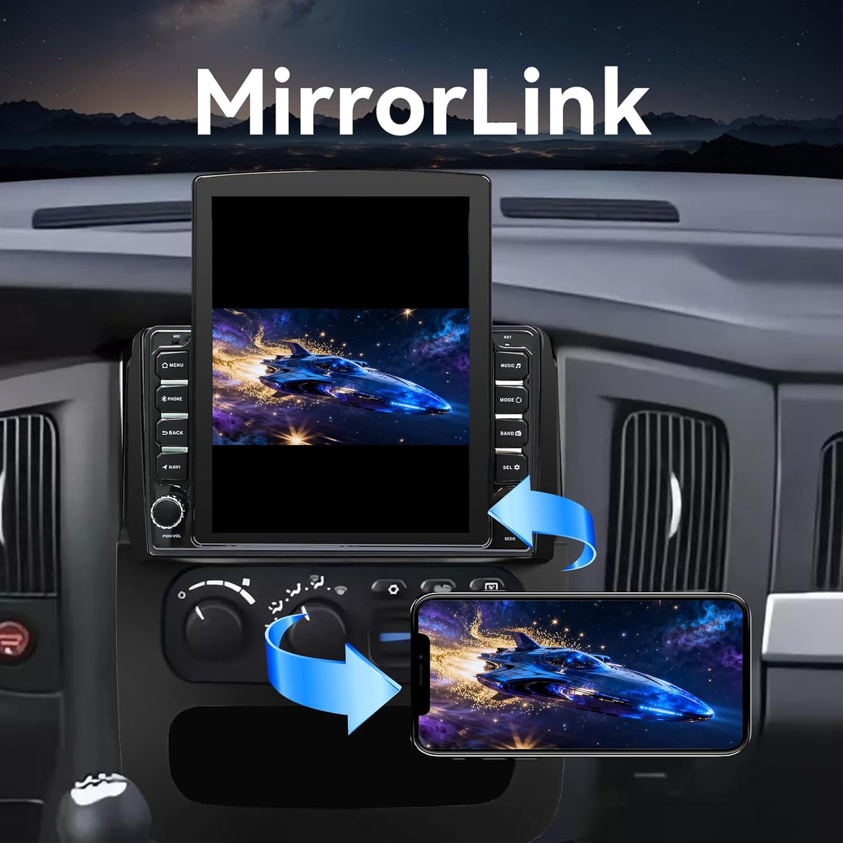 Car Stereo Radio Compatible with Dodge Ram 1500 2500 3500 2002 2003 2004 2005 Wireless CarPlay & Android Auto AHD Backup Camera Upgrade 9.7" Touch Screen GPS WiFi SWC FM Bluetooth