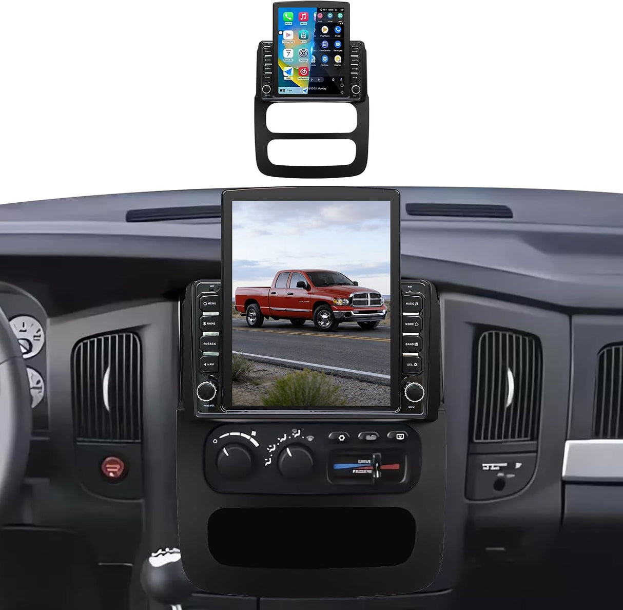 Car Stereo Radio Compatible with Dodge Ram 1500 2500 3500 2002 2003 2004 2005 Wireless CarPlay & Android Auto AHD Backup Camera Upgrade 9.7" Touch Screen GPS WiFi SWC FM Bluetooth