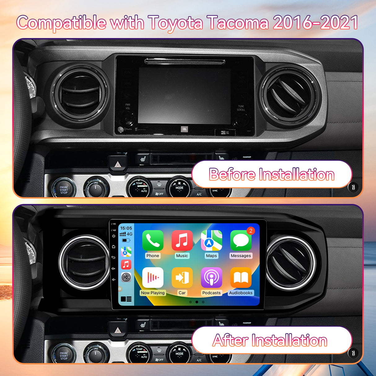 Fbinse Android 13 Car Stereo Head Unit Compatible with 3rd Gen Toyota Tacoma 2016-2023, 10 Inch Touch Screen Car Radio with Wireless CarPlay&Android Auto, GPS, FM, WiFi, Bluetooth, 1080P Reverse Camera, SWC
