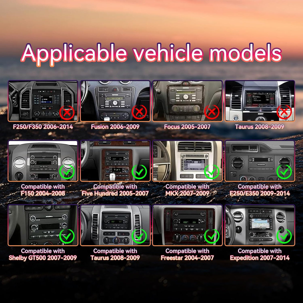 10 inch Android 13 Car Radio for Ford F150 2004-2008/Ford Expedition 2007-2014/Edge 2007-2010 Supports Wireless CarPlay/Android Auto, GPS, 5G WiFi, SWC, AHD Backup Camera