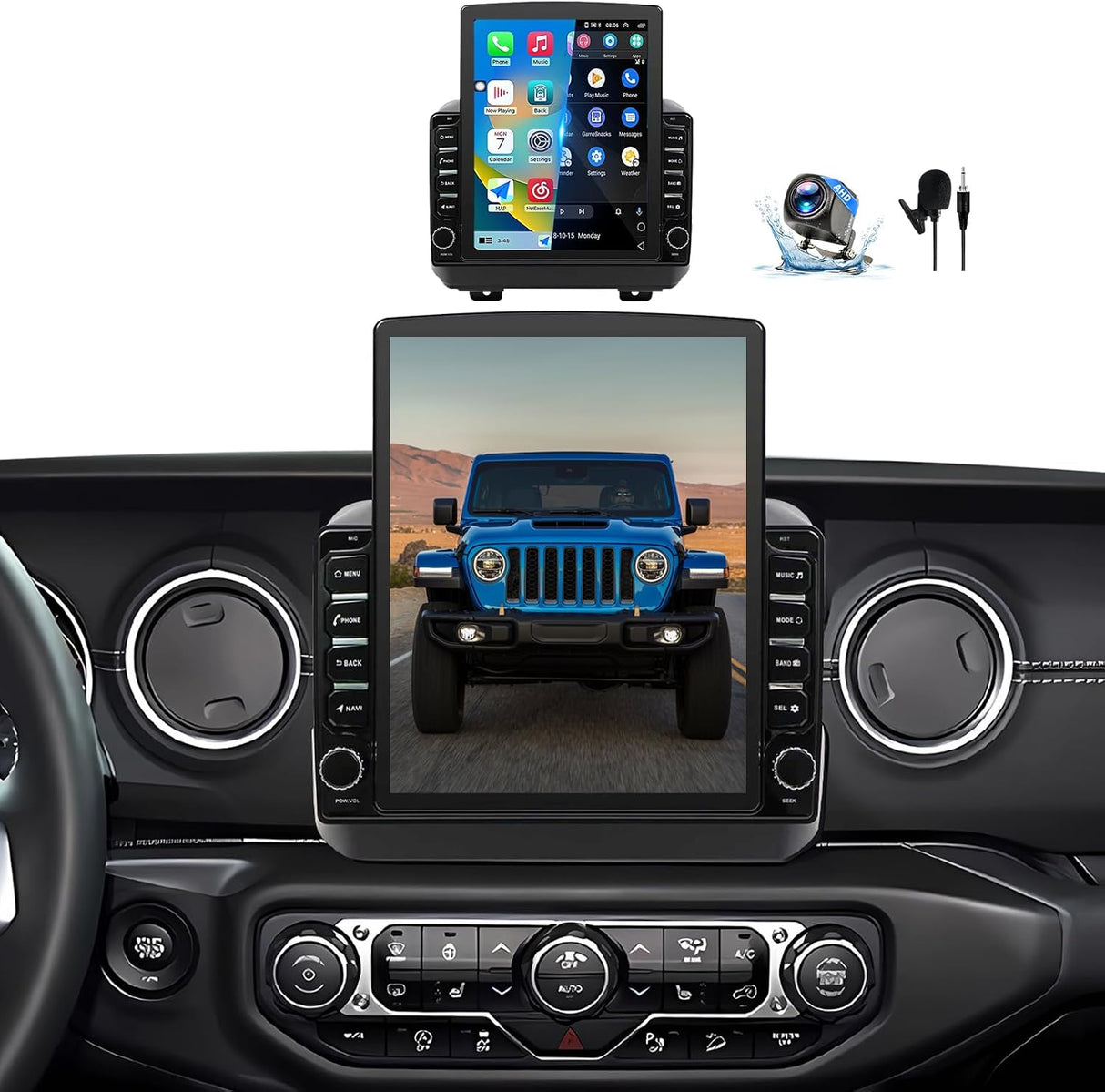 Android 14 Car Stereo Radio Compatible with Jeep Wrangler JL 2018-2021 Gladiator JT 2020 2021 Upgrade,Wireless CarPlay & Android Auto AHD Backup Camera 9.7 Touch Screen GPS SWC Bluetooth 2+64G