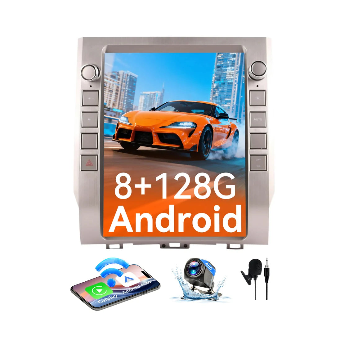 12.1 Inch Radio Replacement for Toyota Tundra 2013 to 2020 GPS Navigation Android Head Unit Multimedia Player HDMI/BT/USB/AUX/WiFi Wireless CarPlay & Android Auto Car Stereo