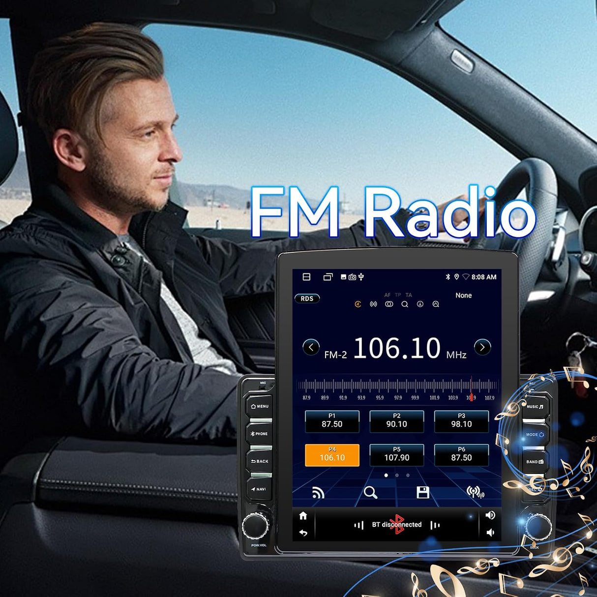 Android 14 Car Radio Stereo Compatible with Jeep Wrangler JK 2011-2017, 9.7" Touch Stereo with Wireless CarPlay Android Auto GPS WiFi Bluetooth Backup Camera 2+64G