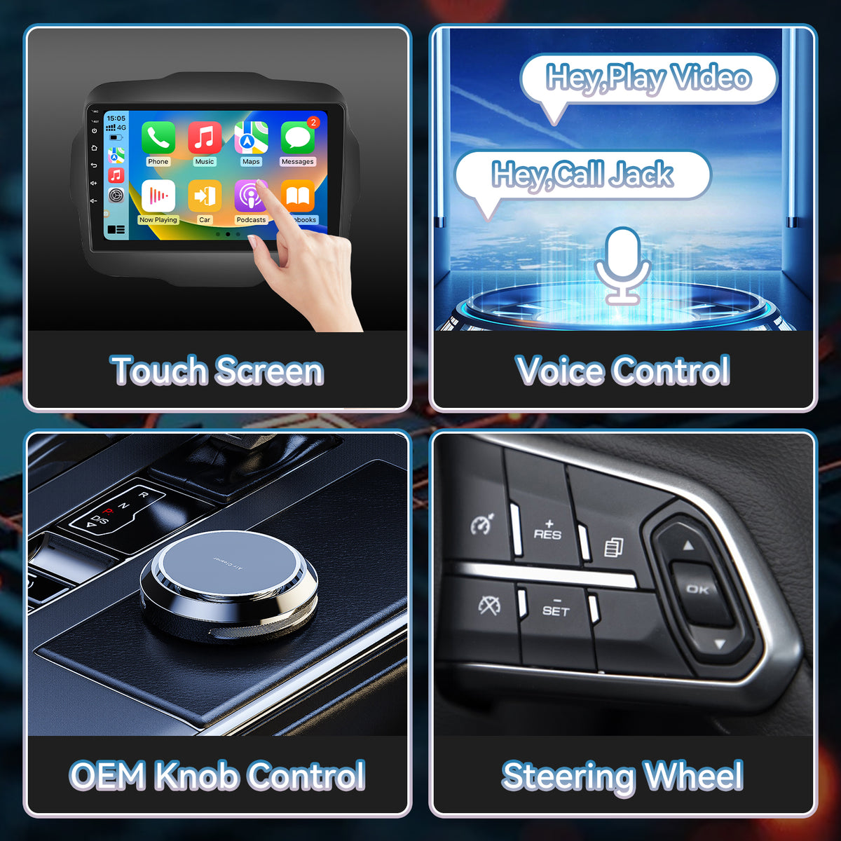 Car Radio for Jeep Renegade 2015 2016 2017 2018 2019 2020 64G 5GWiFi Upgrade Touchscreen Stereo for Jeep Renegade Accessories 9in Carplay Android Auto Headunit GPS Bluetooth FM Camera
