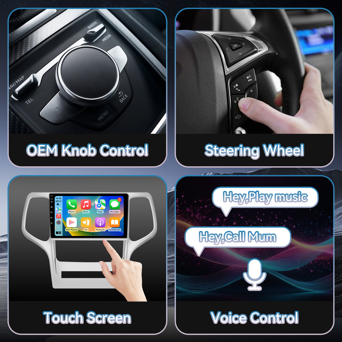 Car Radio Upgrade for Jeep Grand Cherokee 2010-2013 Wireless Carplay | Android Auto 2G+64G WiFi GPS Navigation Bluetooth 5.0,SWC, Car Tablet