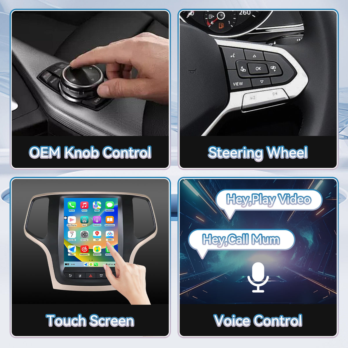 Car Radio for Jeep Grand Cherokee 2014 2015 2016 2017: Touch Screen Stereo Replacement with Carplay Android Auto 5GWiFi BT5.0 Backup Camera GPS