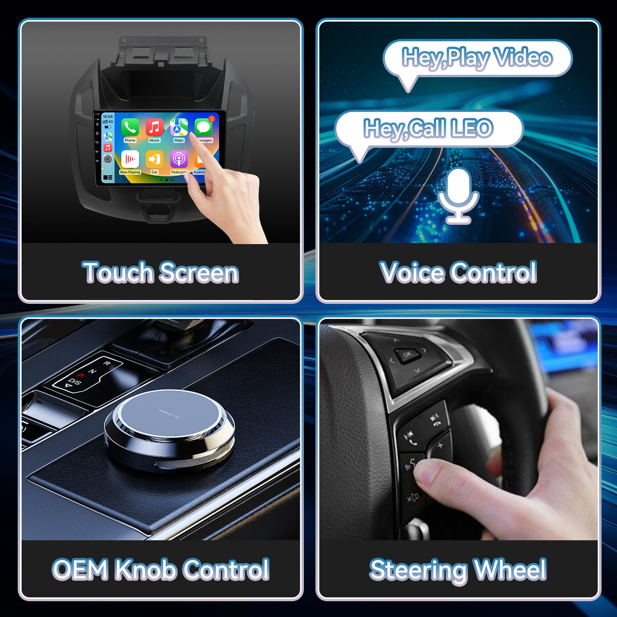 Car Radio Compatible with Ford Transit Connect 2014-2018, Wireless CarPlay Android Auto, 9 Inch Car Head Unit with GPS WiFi Bluetooth SWC Backup Camera (2G+64G)