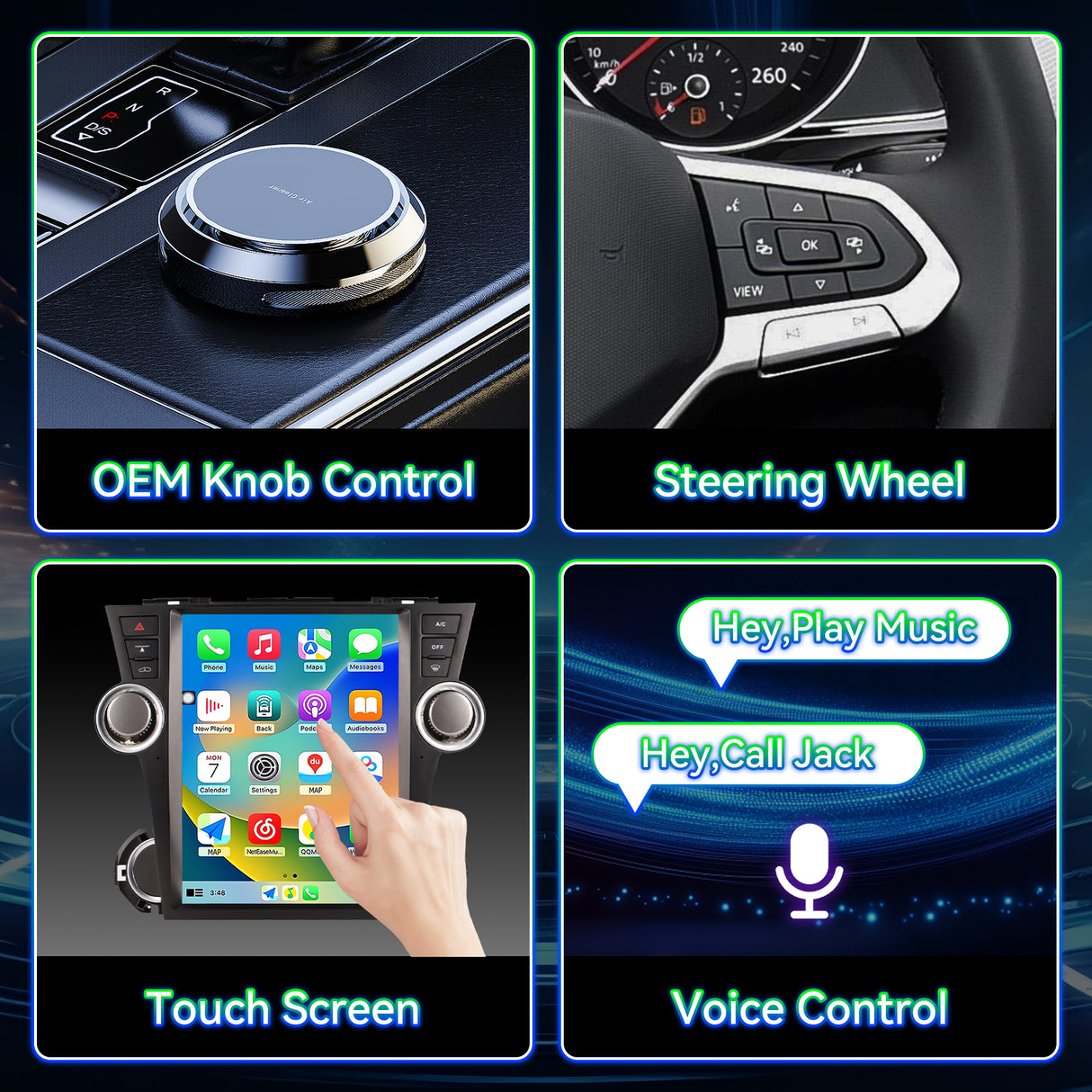 8Core 4GB+64GB Android 13 Car Radio for Toyota Highlander 2009 2010 2011 2012 2013, 12.1 Inch Highlander Stereo with Carplay & Android Auto