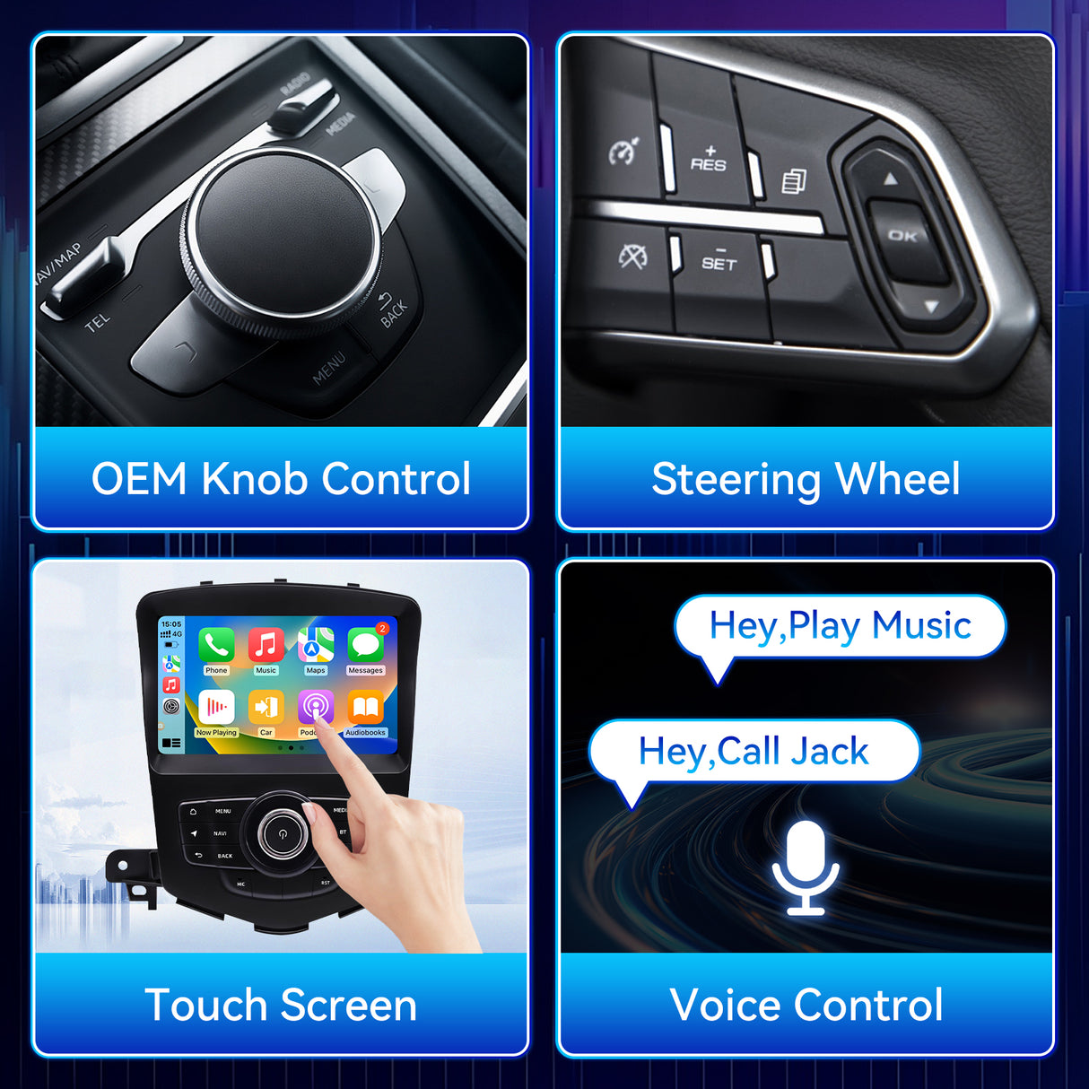 Android 14 Car Radio Stereo Compatible with Chevrolet Cruze 2009-2015, 8" OEM Style Touch Screen Wireless CarPlay & Android Auto GPS Navigation FM Radio Upgrade Bluetooth HD Backup Camera 2GB+64GB